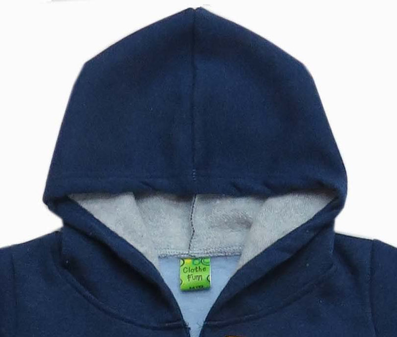 Clothe Funn Boys Hood Jacket With Zipper, Sky Blue/Navy