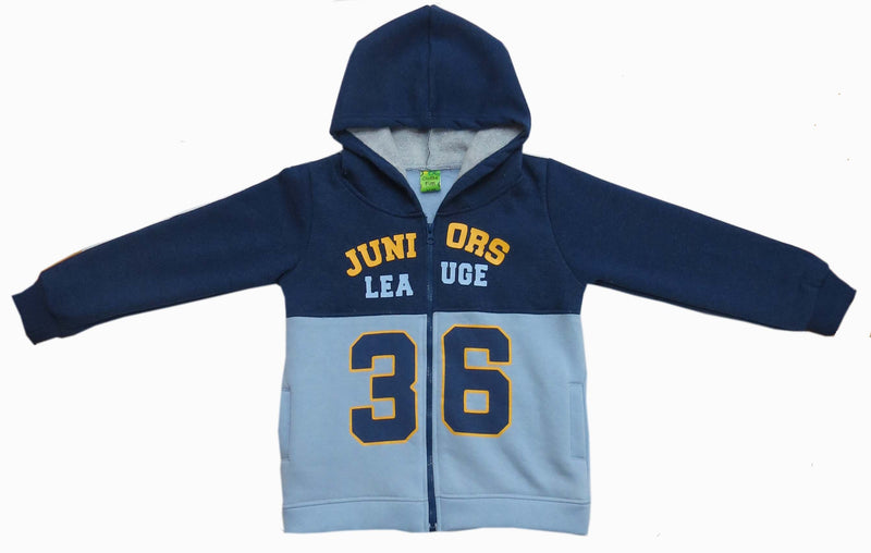 Clothe Funn Boys Hood Jacket With Zipper, Sky Blue/Navy