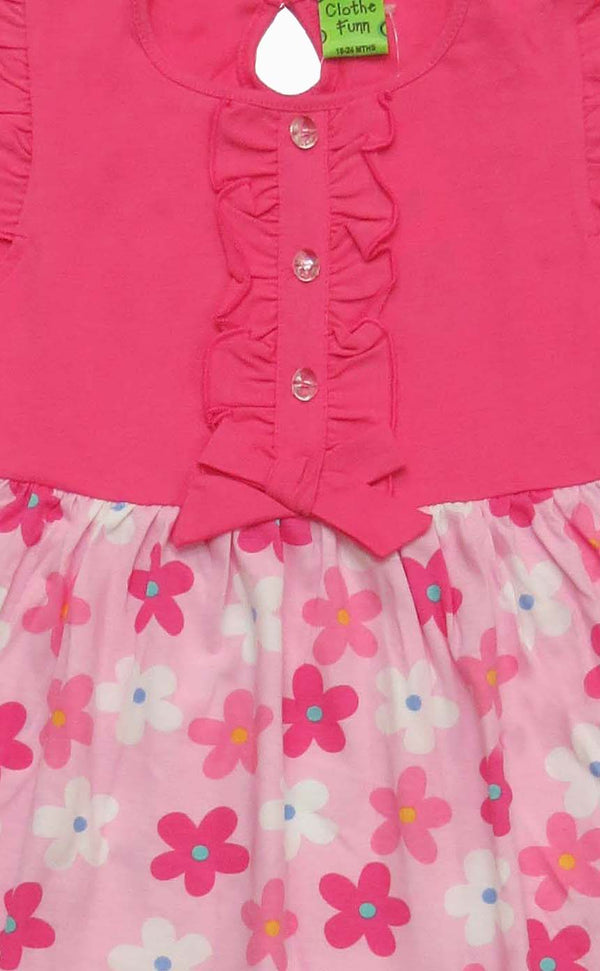 Clothe Funn New Born Baby Girl Dress, Pink AOP