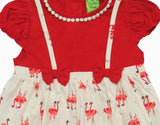 Clothe funn New Born Baby Girls Trendy Dress With Lace, Red/Offwhite
