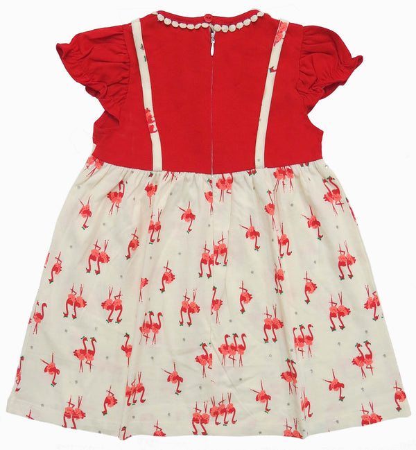 Clothe funn New Born Baby Girls Trendy Dress With Lace, Red/Offwhite