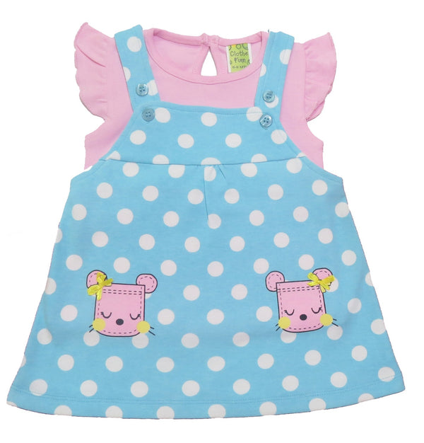 Clothe Funn New Born Baby Girl Dress, T.Blue/Pink