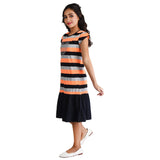 Clothe Funn Girls Frock, Orange/Black