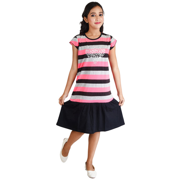 Clothe Funn Girls Frock, Pink/Black