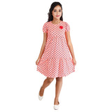 Clothe Funn Girls Frock, Neon Orange(Dotted)