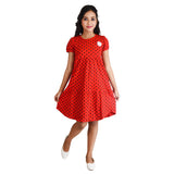 Clothe Funn Girls Frock, Red(Dotted)