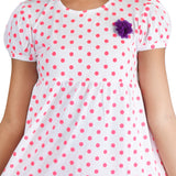 Clothe Funn Girls Frock, White(Dotted)