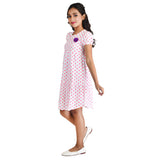 Clothe Funn Girls Frock, White(Dotted)