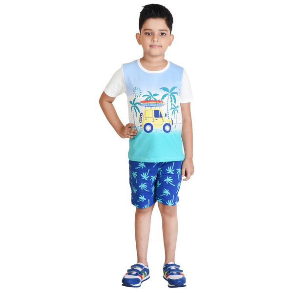 Clothe Funn Boys Set, Off-White/Royal