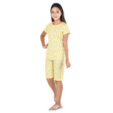 Clothe Funn Girls Coordinate Set,Girls Nightwear Set, Yellow Star AOP