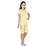 Clothe Funn Girls Coordinate Set,Girls Nightwear Set, Yellow Star AOP