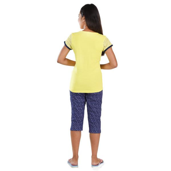 Clothe Funn Girls Set, Yellow,Navy AOP