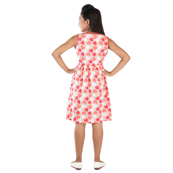 Clothe Funn Girls Sleevless Frock, Peach