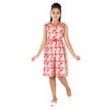 Clothe Funn Girls Sleevless Frock, Peach