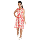 Clothe Funn Girls Sleevless Frock, Peach