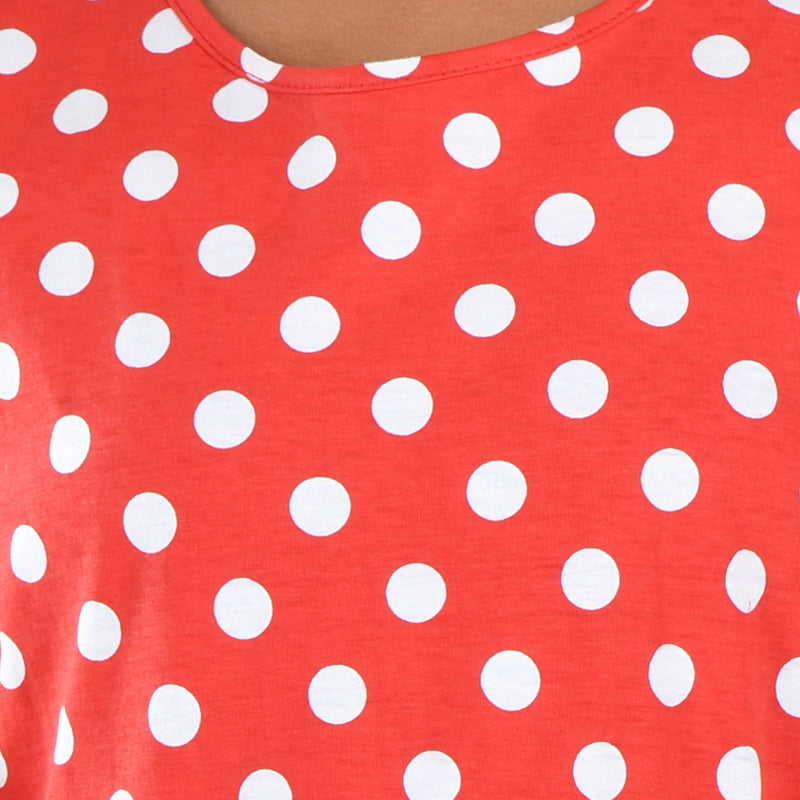 Clothe Funn Girls Sleevless Frock, Red Polka