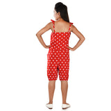 Clothe Funn Girls Jumpsuit, Red Polka