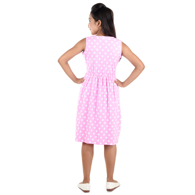 Clothe Funn Girls Sleevless Frock, Pink