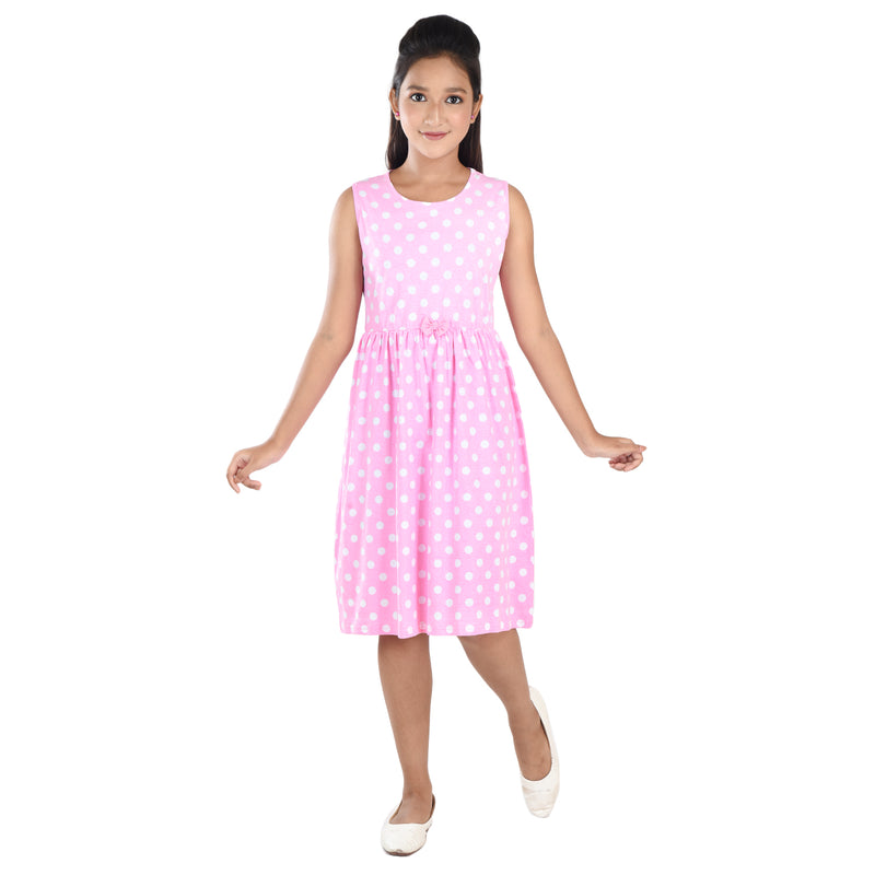 Clothe Funn Girls Sleevless Frock, Pink