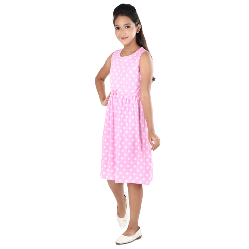 Clothe Funn Girls Sleevless Frock, Pink