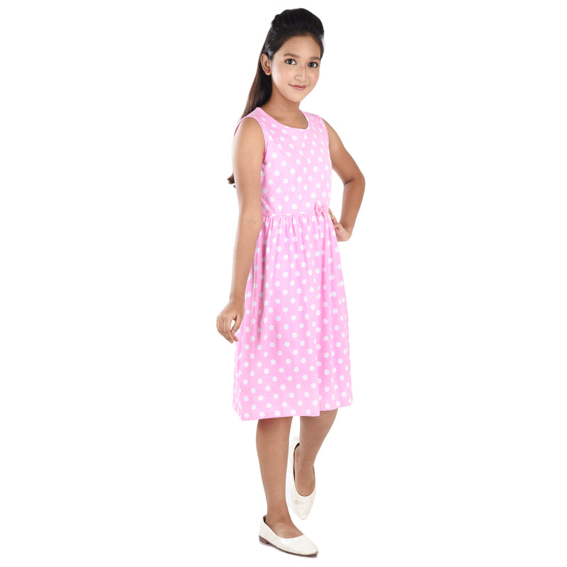 Clothe Funn Girls Sleevless Frock, Pink