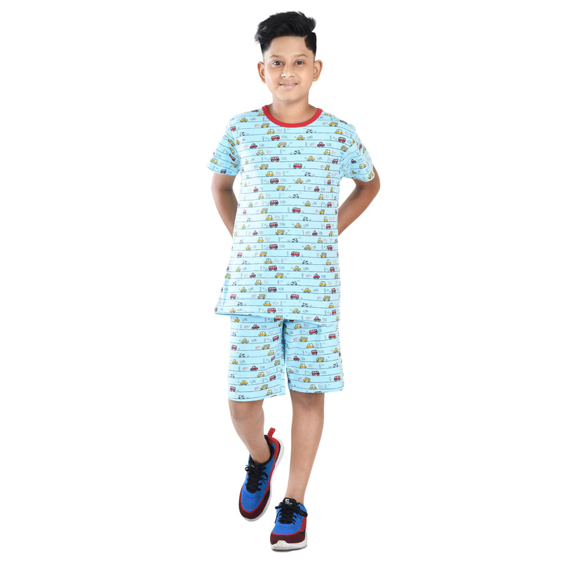 Clothe funn Boys Coordinate Set,Boys Nightwear Set, Blue AOP