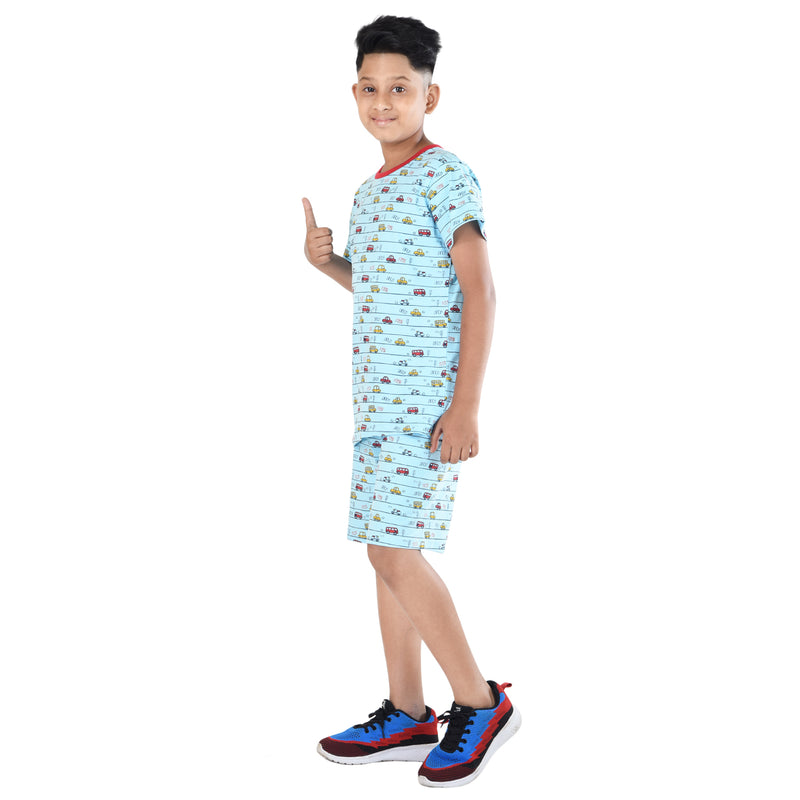 Clothe funn Boys Coordinate Set,Boys Nightwear Set, Blue AOP