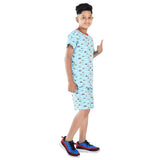 Clothe funn Boys Coordinate Set,Boys Nightwear Set, Blue AOP