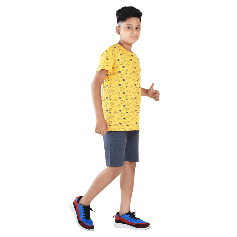 Clothe funn Boys Coordinate Set,Boys Nightwear Set, Gold