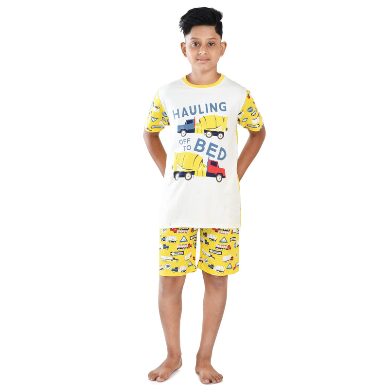 Clothe funn Boys Coordinate Set,Boys Nightwear Set, Yellow AOP