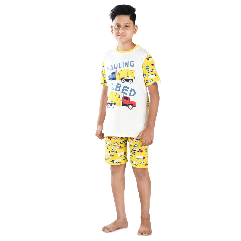 Clothe funn Boys Coordinate Set,Boys Nightwear Set, Yellow AOP