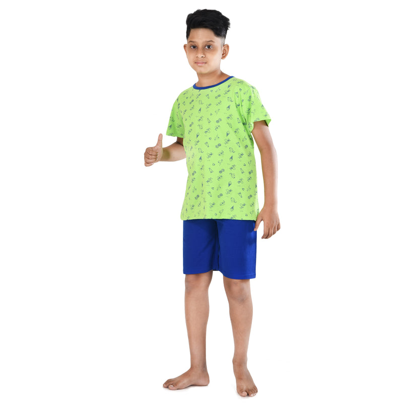 Clothe funn Boys Coordinate Set,Boys Nightwear Set, Sea Green