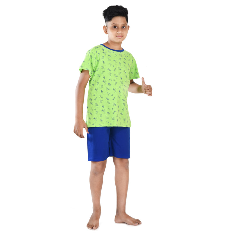 Clothe funn Boys Coordinate Set,Boys Nightwear Set, Sea Green