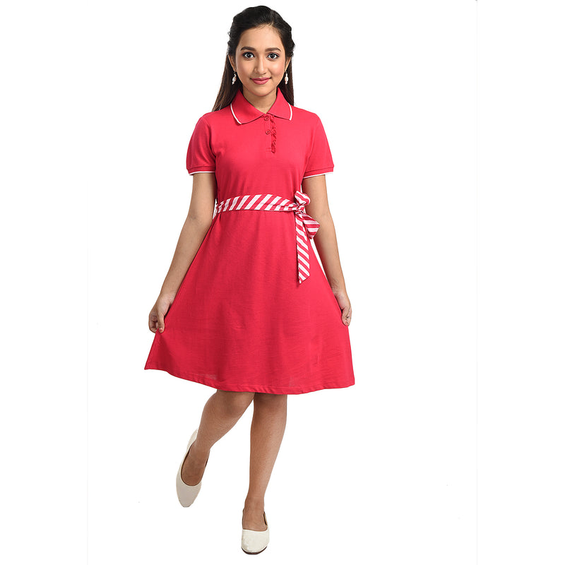 Clothe Funn Girls Kulti  Frock, Fuschia