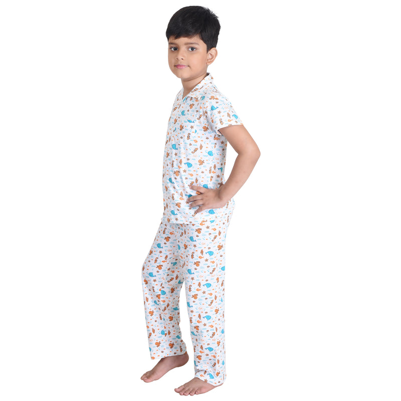 Buy ShopperStyles Unisex Pure Cotton Short Sleeve Kids Nightwear/Nightdress /Sleepsuit/Sleepwear/Night Suit for Boys and Girls Top and Pyjama Combo Set  (SS-002048UNISEXNWPS_12-18 Months) White at Amazon.in