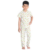 Clothe Funn Boys Night Suit, White AOP