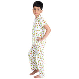 Clothe Funn Boys Night Suit, White AOP