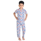 Clothe Funn Boys Night Suit, White Stripes