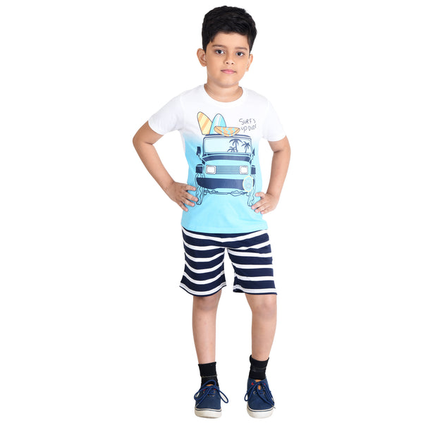 Clothe Funn Boys Set, White/Stripes