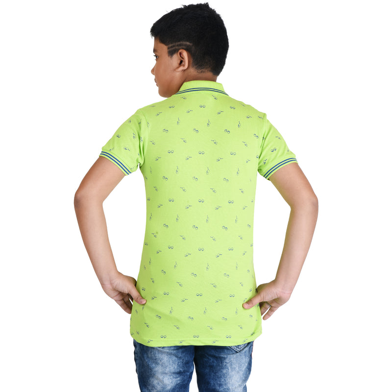 Clothe Funn Boys Aop Polo T-Shirt, Lime