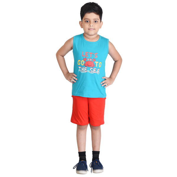 Clothe Funn Boys Set, Sea Green/Red