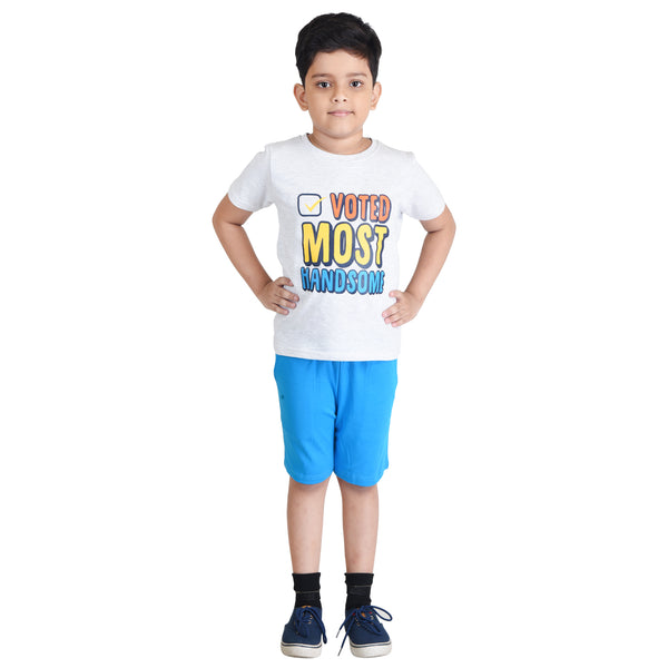 Clothe Funn Boys Set, Ecru/T.Blue