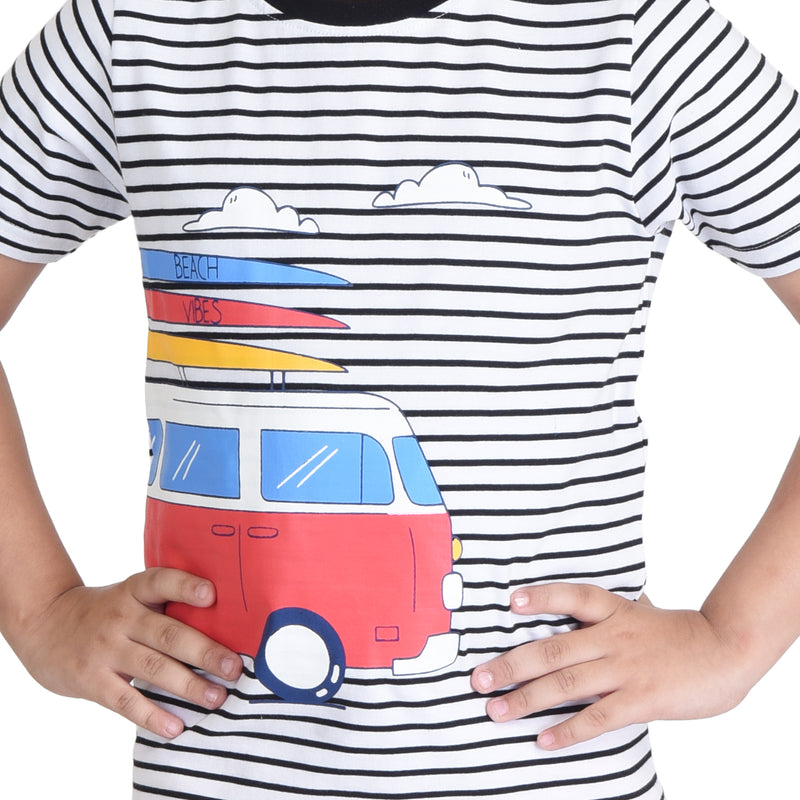 Clothe Funn Boys Set, Stripes/Coral