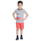 Clothe Funn Boys Set, Stripes/Coral