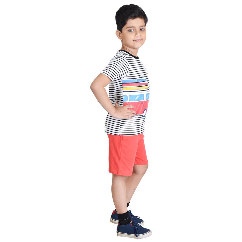 Clothe Funn Boys Set, Stripes/Coral