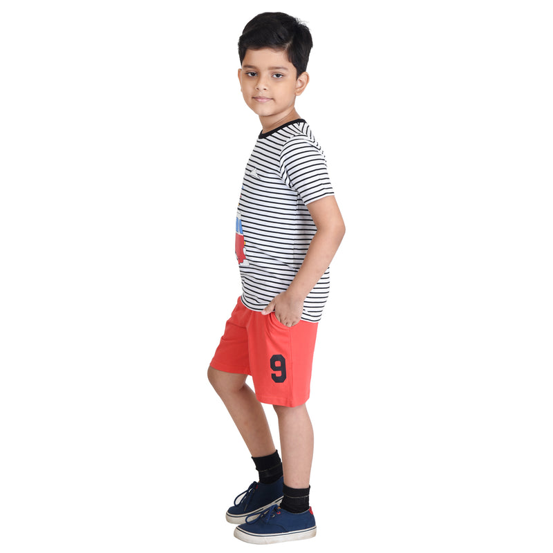 Clothe Funn Boys Set, Stripes/Coral