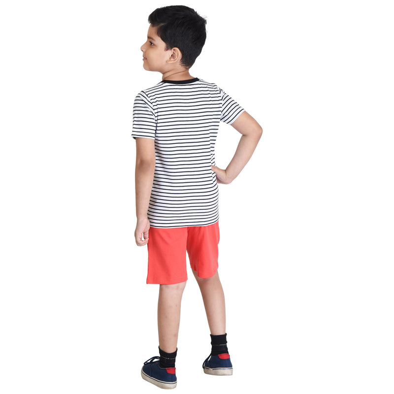 Clothe Funn Boys Set, Stripes/Coral