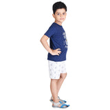 Clothe Funn Boys Set, Navy/Ecru AOP