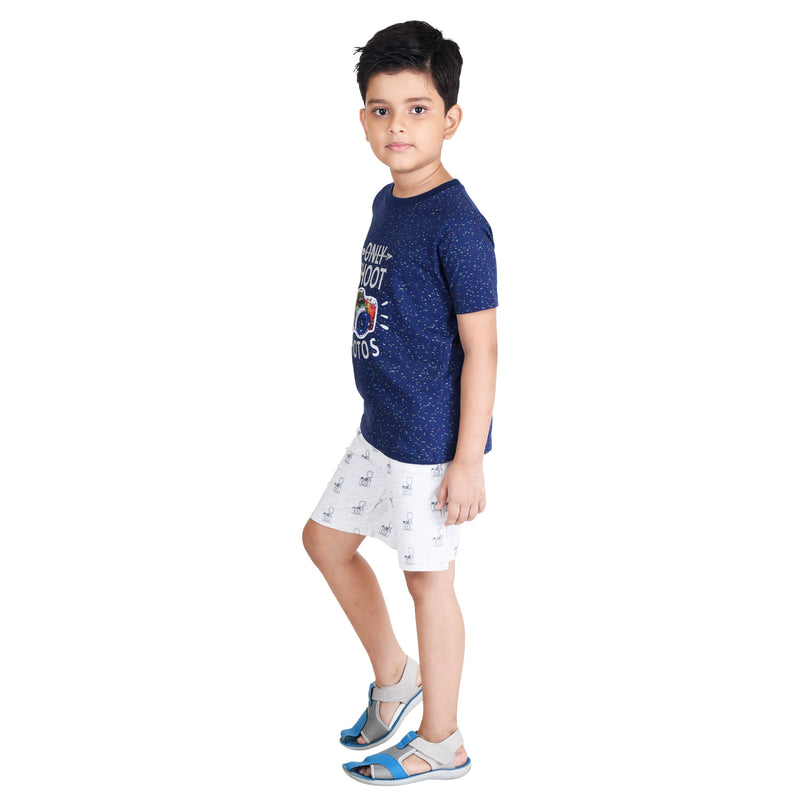 Clothe Funn Boys Set, Navy/Ecru AOP