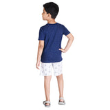 Clothe Funn Boys Set, Navy/Ecru AOP